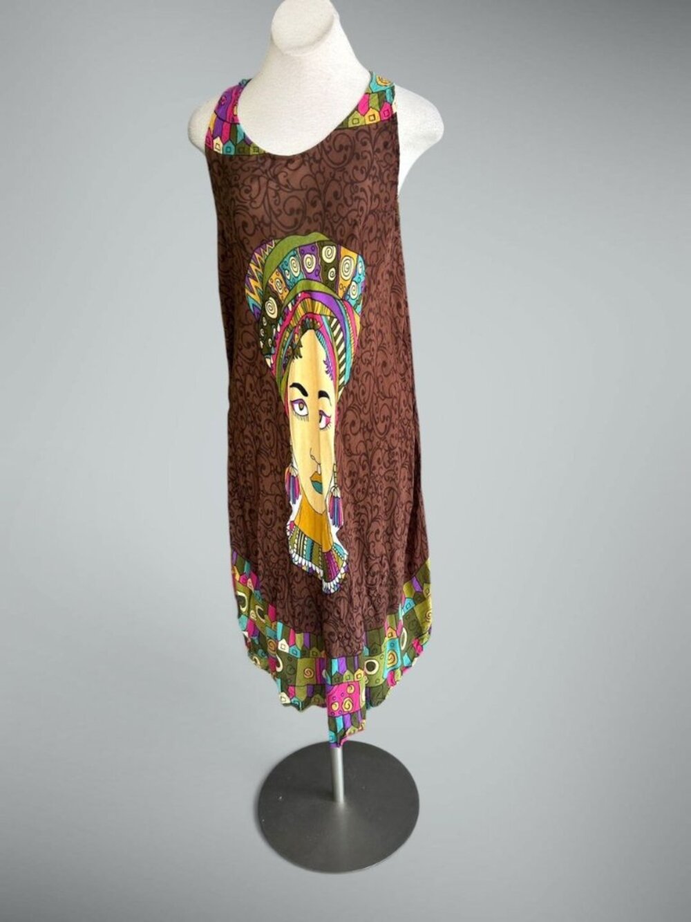 Ana & Rose Casual Swing Dress African Tribal Woman with Headwrap